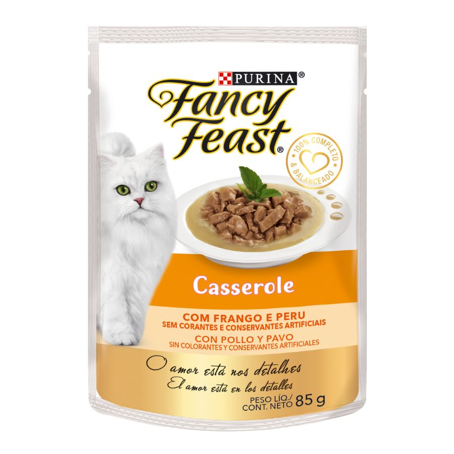 Alimento húmedo para gato Fancy feast Casserole con pollo y pavo 85GR, , large image number null